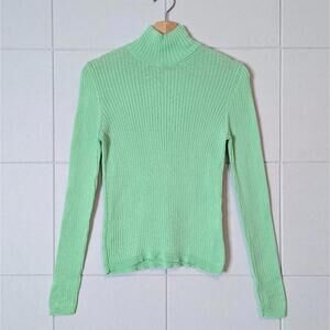 Priscavera mint green ribbed mock neck sweater